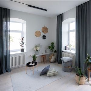 2 Wide Gray Linen Curtain,Linen curtain panel